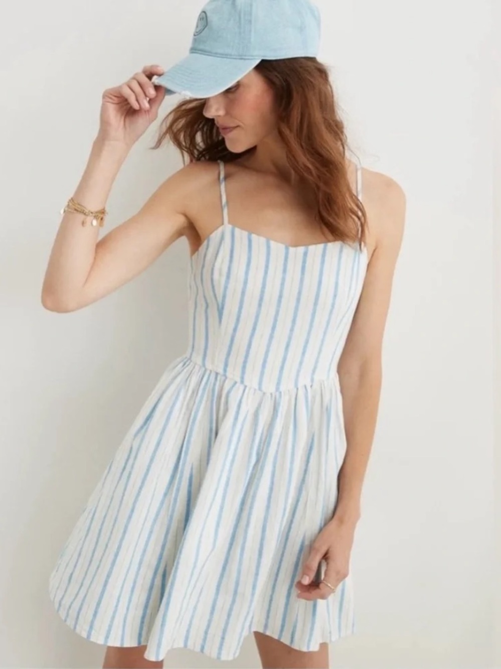 NWT Aerie Linen Lightweight Smocked Back Sundress Sz M